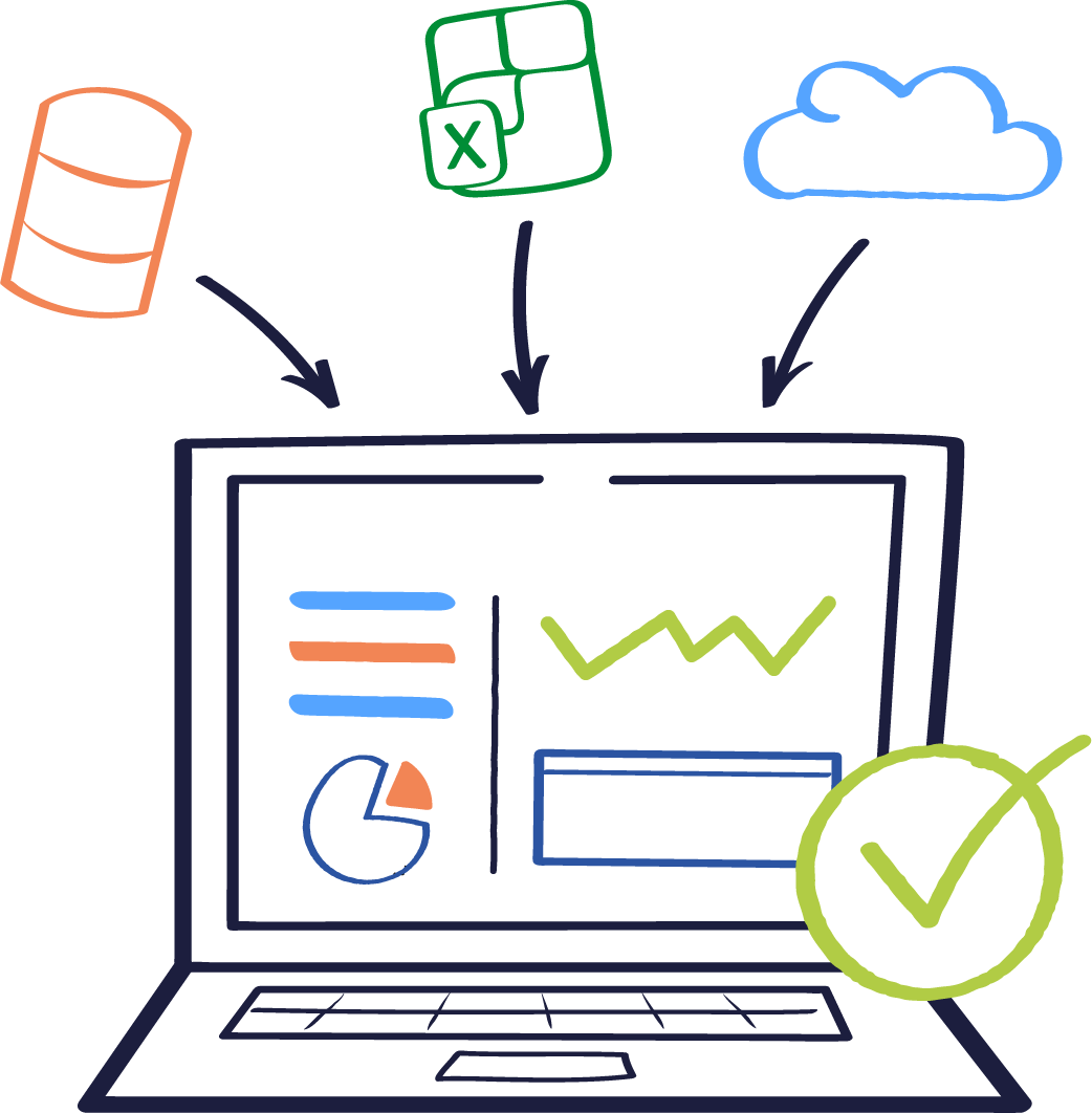 Fuentes de datos que llegan a un solo dashboard