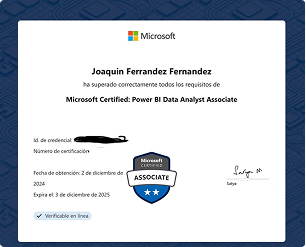 Certificado de Microsoft de Joaquin Ferrandez